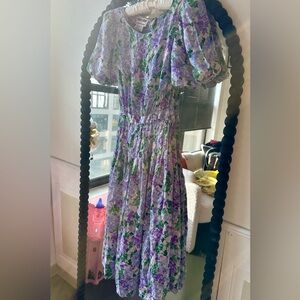 Vintage 1980s Maggy London by Jeannene Booher 100% Silk Purple Floral Maxi Dress